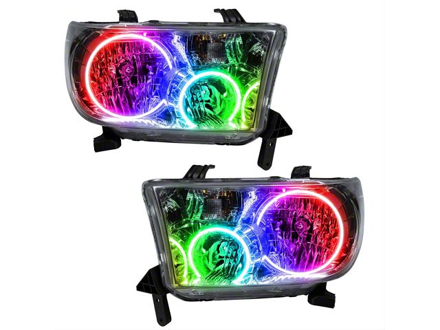 Oracle OE Style Headlights with ColorSHIFT Halo; Chrome Housing; Clear Lens (07-13 Tundra)