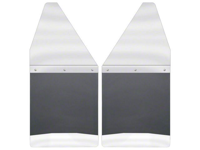 12-Inch Wide KickBack Mud Flaps; Front or Rear; Stainless Steel Top and Weight (Universal; Some Adaptation May Be Required)