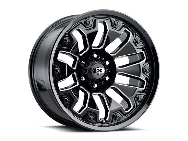 Vision Off-Road Armor Gloss Black Milled with Black Bolt Inserts 5-Lug Wheel; 18x9; 12mm Offset (07-13 Tundra)