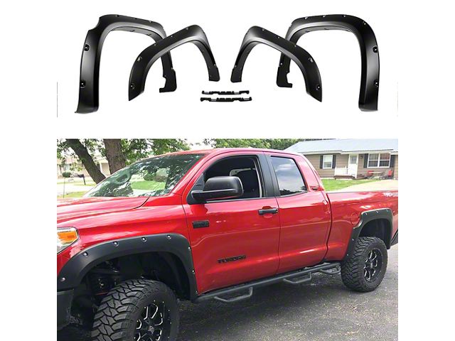 Pocket Dimple Style Fender Flares; Smooth Black (14-21 Tundra)
