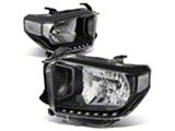 Factory Style Headlights with Amber Corner Lights; Black Housing; Clear Lens (14-17 Tundra)