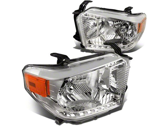 Factory Style Headights with Amber Corner Lights; Chrome Housing; Clear Lens (14-17 Tundra)