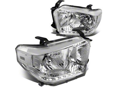 Factory Style Headights with Clear Corner Lights; Chrome Housing; Clear Lens (14-17 Tundra)