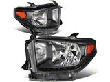 Factory Style Headlights with Amber Corner Lights; Black Housing; Clear Lens (14-18 Tundra w/ Factory Halogen Headlights)