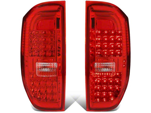 Full LED Tail Lights; Chrome Housing; Red Lens (14-18 Tundra)