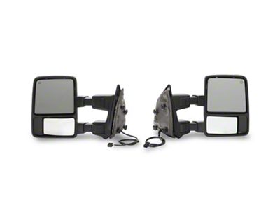Towing Mirror; Powered; Heated; Amber LED Signal; Black; Pair (07-16 Tundra)