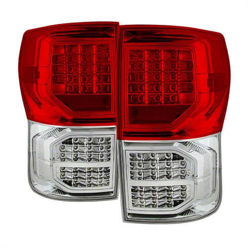 LED Tail Lights; Chrome Housing; Red/Clear Lens (07-13 Tundra)