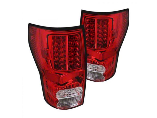 LED Tail Lights; Chrome Housing; Red/Clear Lens (07-13 Tundra)