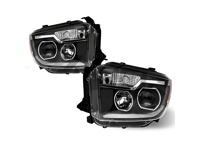 Renegade Series Projector DTR Sequential Headlights; Black Housing; Clear Lens (14-19 Tundra w/ Factory Halogen Headlights)