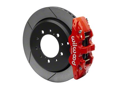 Wilwood AERO4 Rear Big Brake Kit with 14.50-Inch Slotted Rotors; Red Calipers (07-15 Tundra)