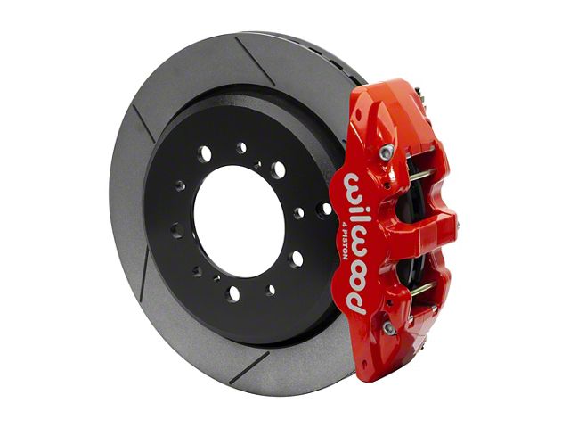 Wilwood AERO4 Rear Big Brake Kit with 14.50-Inch Slotted Rotors; Red Calipers (07-15 Tundra)