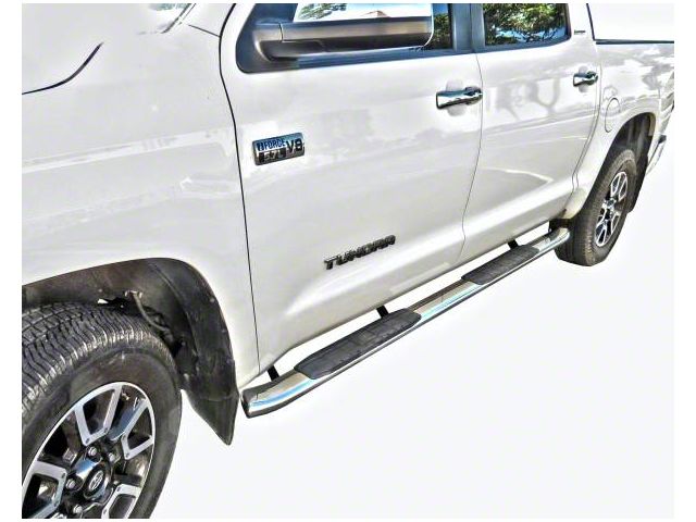 4X Series 4-Inch Oval Side Step Bars; Stainless Steel (07-21 Tundra CrewMax)