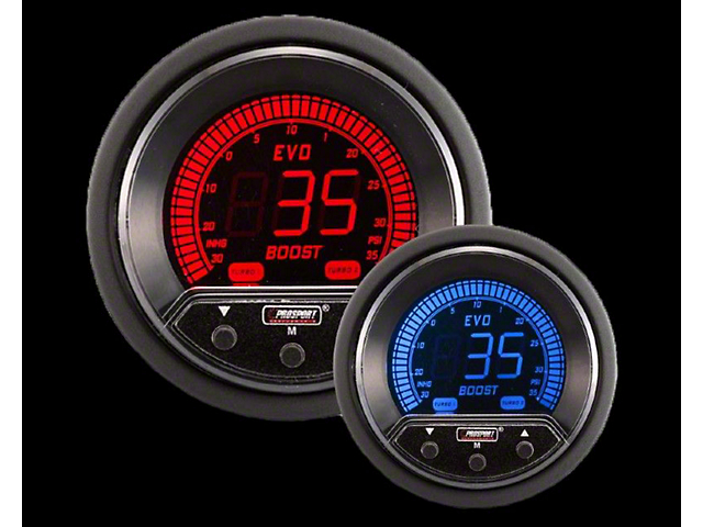 Prosport 52mm EVO Series Boost Controller/Boost Gauge Combo; Electrical; 35 PSI; Blue/Red (Universal; Some Adaptation May Be Required)