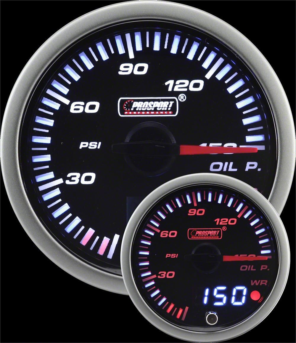 Prosport Jeep Wrangler 52mm JDM Series Dual Display Oil Pressure Gauge; Electrical; Amber/White