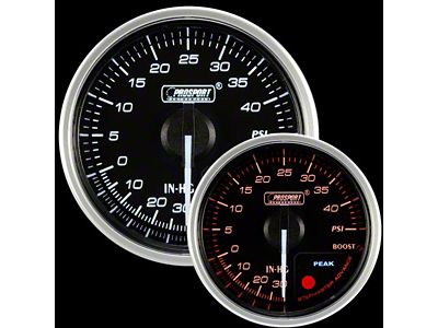 Prosport 52mm Supreme Series Boost Gauge; Electrical; 40 PSI; Amber/White (Universal; Some Adaptation May Be Required)