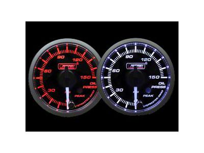 Prosport 52mm Premium Series White Pointer Oil Pressure Gauge; Electrical; Amber/White (Universal; Some Adaptation May Be Required)
