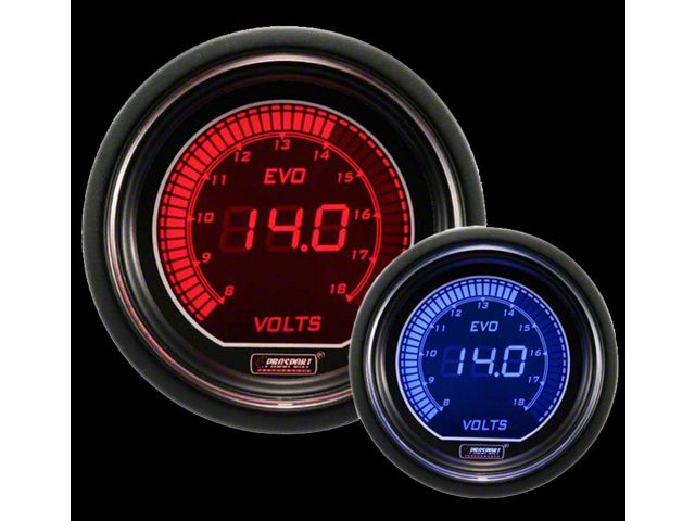 Prosport 52mm EVO Series Volt Gauge; Electrical; Blue/Red (Universal; Some Adaptation May Be Required)