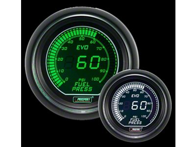 Prosport 52mm EVO Series Fuel Pressure Gauge; Electrical; Green/White (Universal; Some Adaptation May Be Required)