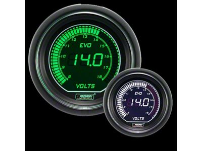 Prosport 52mm EVO Series Volt Gauge; Electrical; Green/White (Universal; Some Adaptation May Be Required)