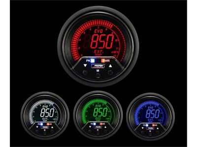 Prosport 60mm Premium EVO Series Exhaust Gas Temperature Gauge; Electrical; Blue/Red/Green/White (Universal; Some Adaptation May Be Required)