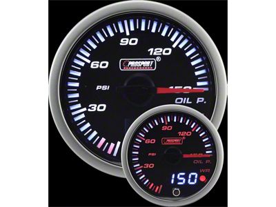 Prosport 60mm JDM Series Dual Display Oil Pressure Gauge; Electrical; Amber/White (Universal; Some Adaptation May Be Required)