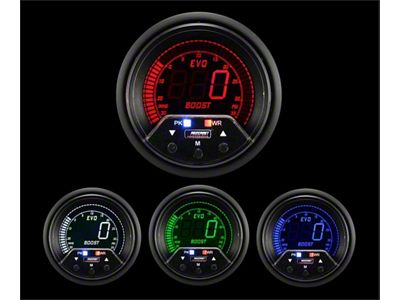 Prosport 60mm Premium EVO Series Boost Gauge; Electrical; 35 PSI; Blue/Red/Green/White (Universal; Some Adaptation May Be Required)
