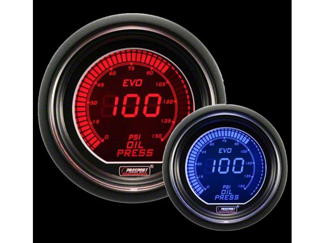 Prosport 52mm EVO Series Oil Pressure Gauge; Electrical; Blue/Red (Universal; Some Adaptation May Be Required)
