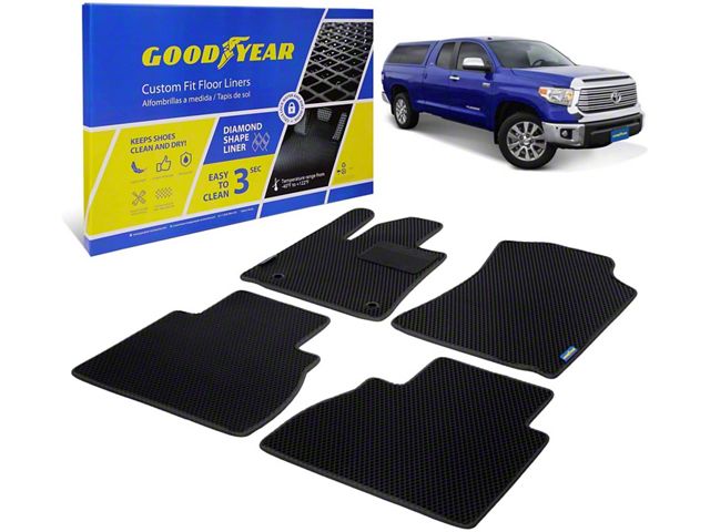 Goodyear Car Accessories Custom Fit Front and Rear Floor Liners; Black (12-21 Tundra Double Cab)