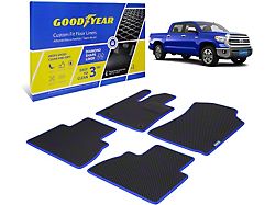 Goodyear Car Accessories Custom Fit Front and Rear Floor Liners; Black/Blue (14-21 Tundra CrewMax)