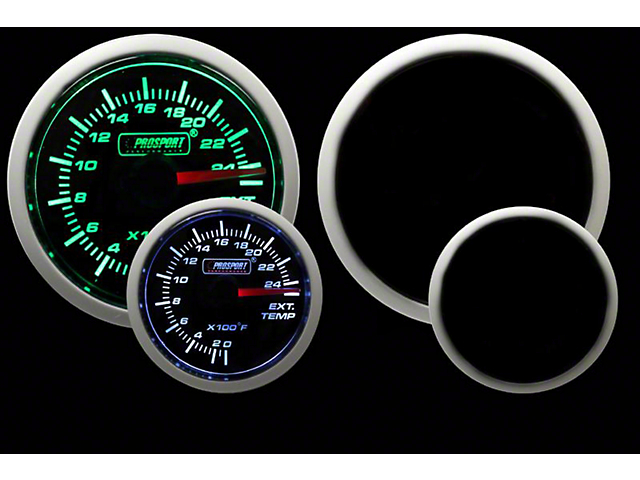 Prosport 52mm Performance Series Exhaust Gas Temperature Gauge; Green/White (Universal; Some Adaptation May Be Required)
