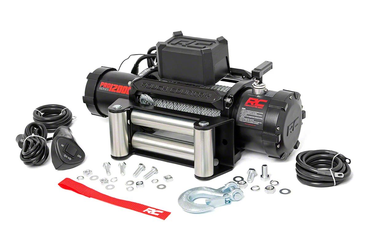 Rough Country PRO Series 12,000 lb. Winch with Steel Cable (Universal; Some Adaptation May Be Required)
