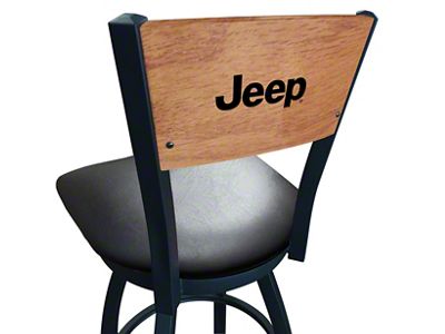 25-Inch Swivel Counter Stool with Jeep Logo; Vinyl Black