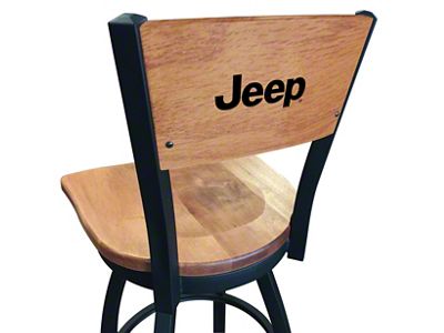 25-Inch Swivel Counter Stool with Jeep Logo; Vinyl Solid Maple