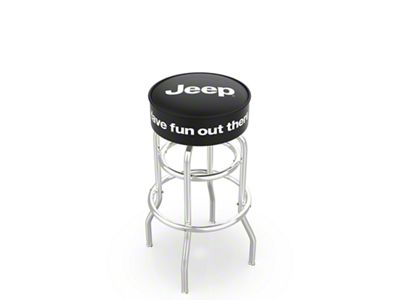 30-Inch Double-Ring Swivel Counter Stool with Jeep Logo; Chrome