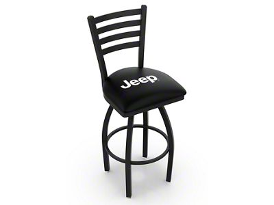30-Inch Swivel Counter Stool with Jeep Logo; Black Wrinkle