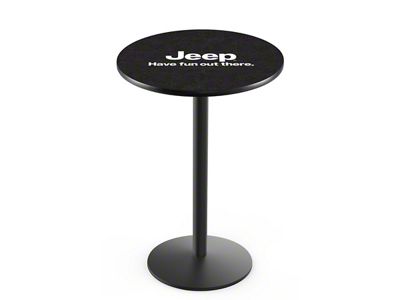 36-Inch Tall Pub Table with Jeep Logo; 30-Inch Top; Black Wrinkle