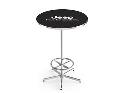 42-Inch Tall Pub Table with Jeep Logo; 30-Inch Top; Chrome