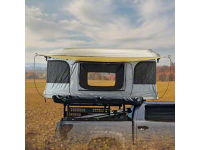 Overland Vehicle Systems HD Bundu 3 Hard Shell Pop Up Roof Top Tent; Grey Body and Green Rainfly (Universal; Some Adaptation May Be Required)