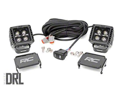 Rough Country 2-Inch Black Series Cool White DRL LED Cube Lights; Spot Beam (Universal; Some Adaptation May Be Required)
