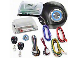 Billet Push Button Engine Start/Stop with Keyless Entry and Remote Start; Blue LED (Universal; Some Adaptation May Be Required)