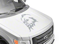 SEC10 Sasquatch Hood Decal; Silver (Universal; Some Adaptation May Be Required)