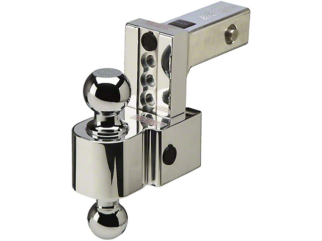 FLASH ALBM Series 2-Inch Receiver Hitch Adjustable Ball Mount with 2-Inch and 2-5/16-Inch Stainless Ball; 10-Inch Drop (Universal; Some Adaptation May Be Required)