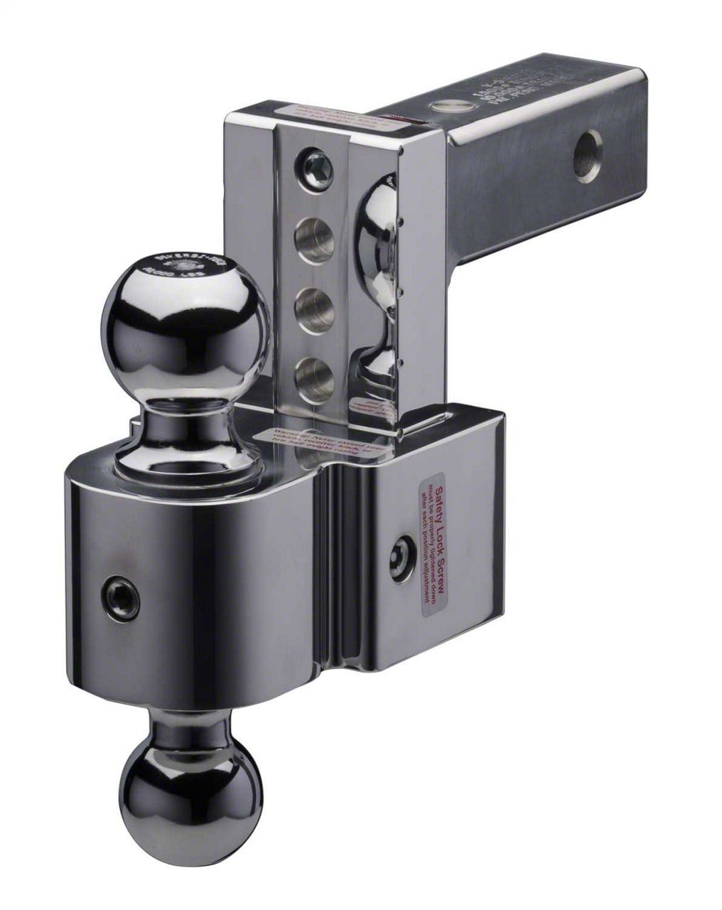 FLASH STBM Series 2-Inch Receiver Hitch Anti-Rattle Adjustable Ball Mount with 2-Inch and 2-5/16-Inch Stainless Ball; 4-Inch Drop (Universal; Some Adaptation May Be Required)