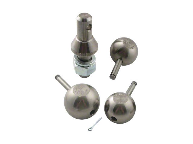 1-Inch Shank Interchangeable Hitch Ball Set; 1-7/8 to 2-5/16-Inch; Nickel-Plated Steel