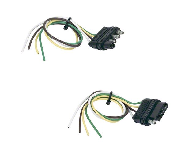 4-Wire Flat Connector Set; 12-Inch Vehicle Side/12-Inch Trailer Side
