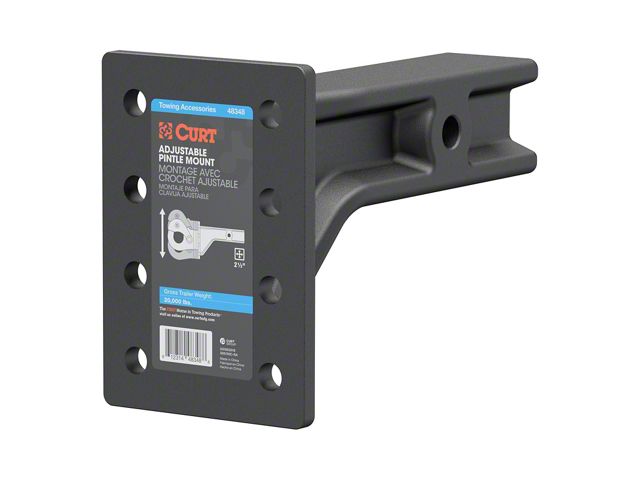 2.50-Inch Receiver Hitch Adjustable Pintle Mount; 20,000 lb. (Universal; Some Adaptation May Be Required)
