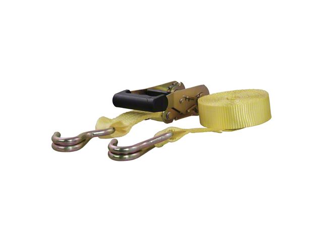 14-Foot Cargo Strap with J-Hooks; Yellow; 1,667 lb.