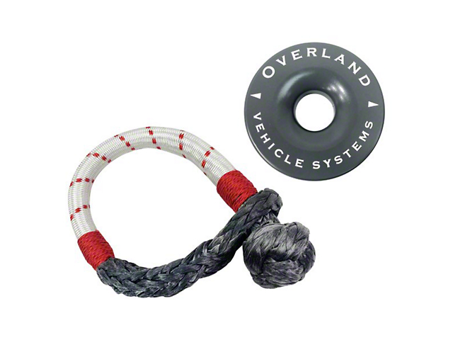 Overland Vehicle Systems 7/16-Inch Soft Shackle and Recovery Ring; Gray