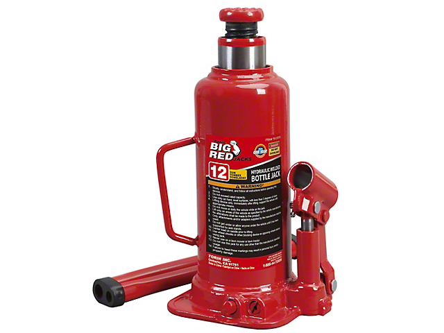Big Red Hydraulic Bottle Jack; 12-Ton Capacity