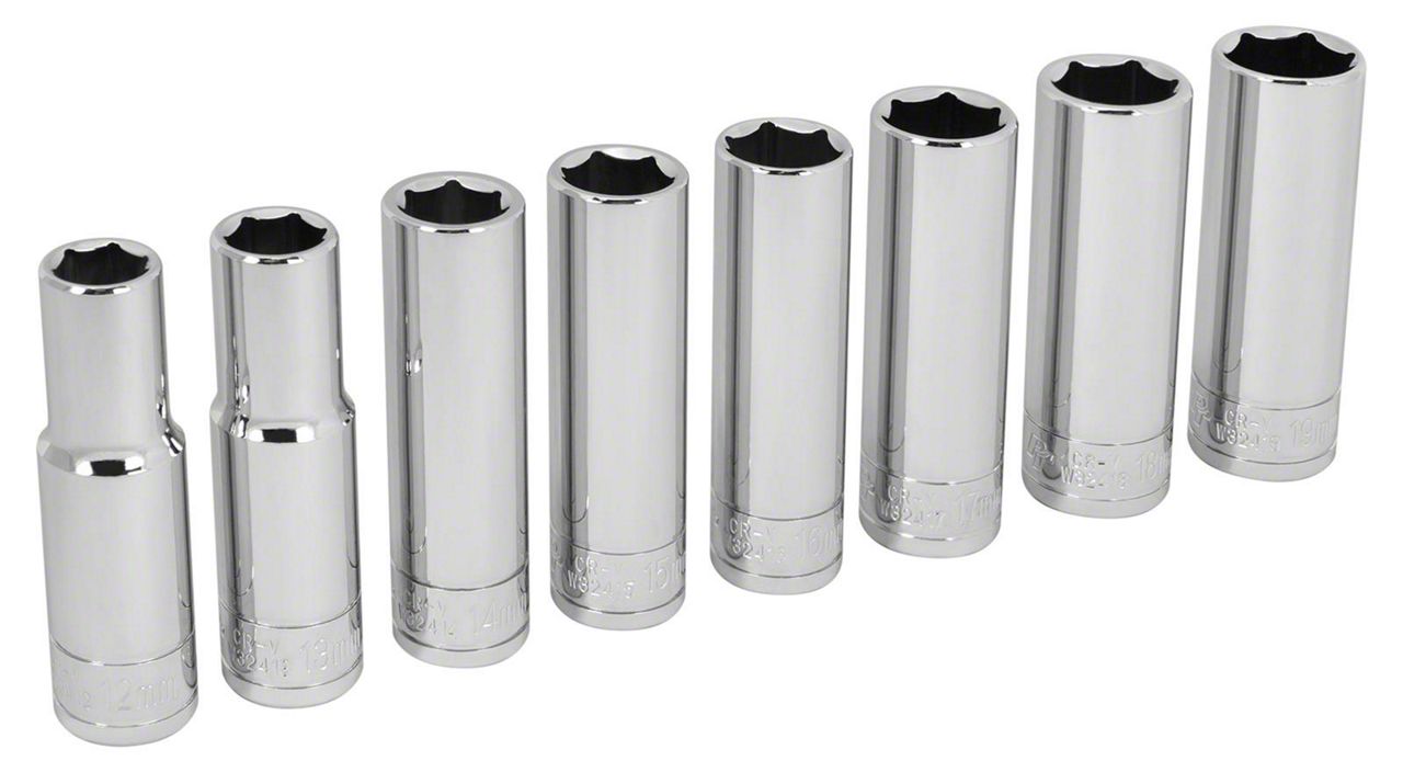 Bronco 1/2Inch Drive Metric Deep Wall Socket Set; 8Piece Set Free